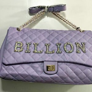 Rhinestone Billion Quilt Patterned Travel Tote with Trolly Sleeve-Lavender