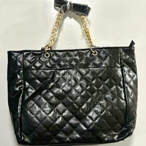 Black Quilted Pattern Travel Tote with Change Pouch