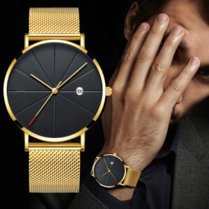 Thin Men's Stainless Steel Mesh Band Watch