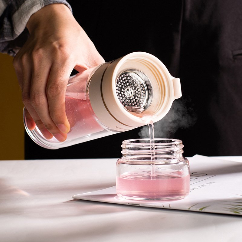 Glass Water Bottle With Tea Infuser Filter - Image 4