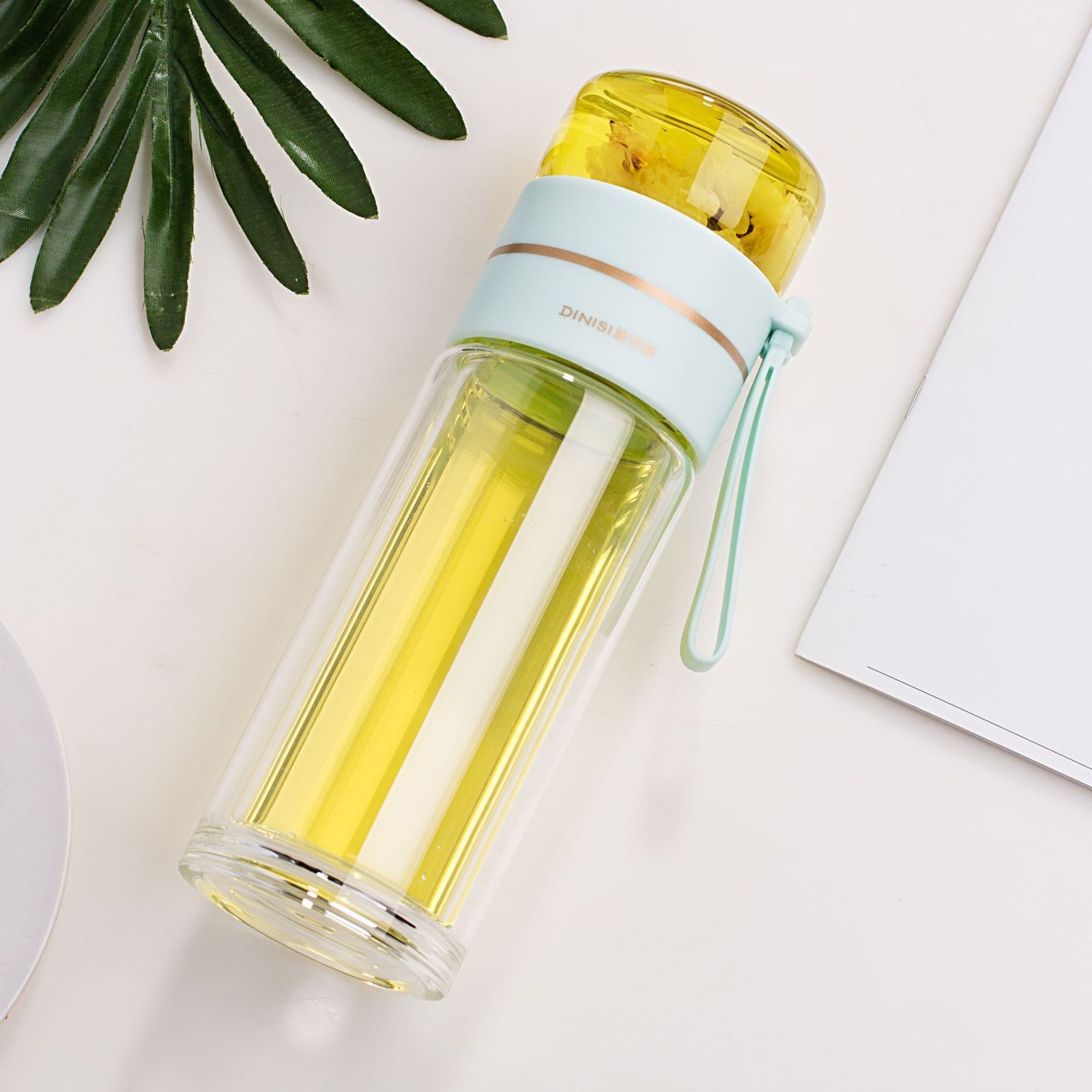 Glass Water Bottle With Tea Infuser Filter - Image 2