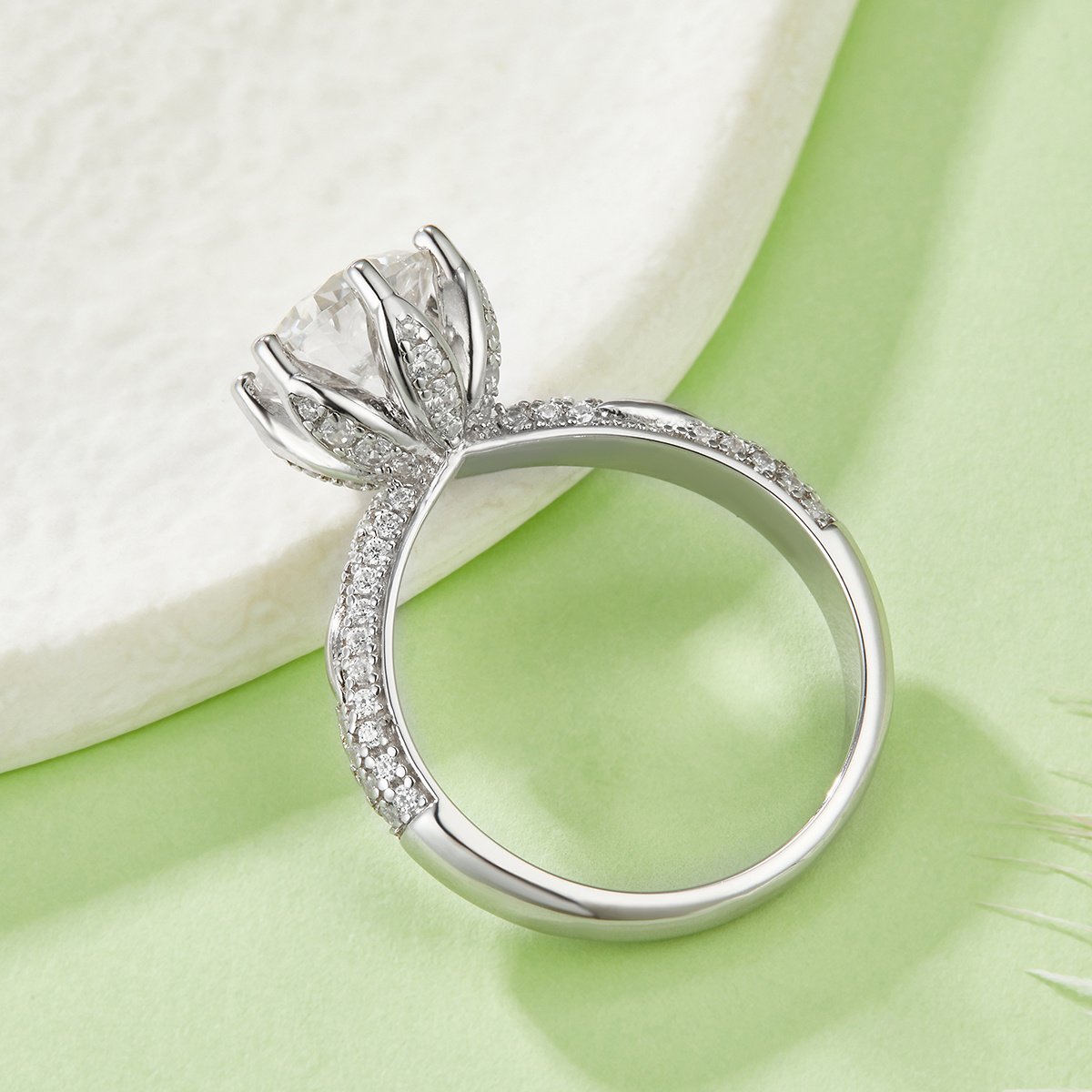 Sterling Silver 2ct Round Moissanite Ring - Image 2