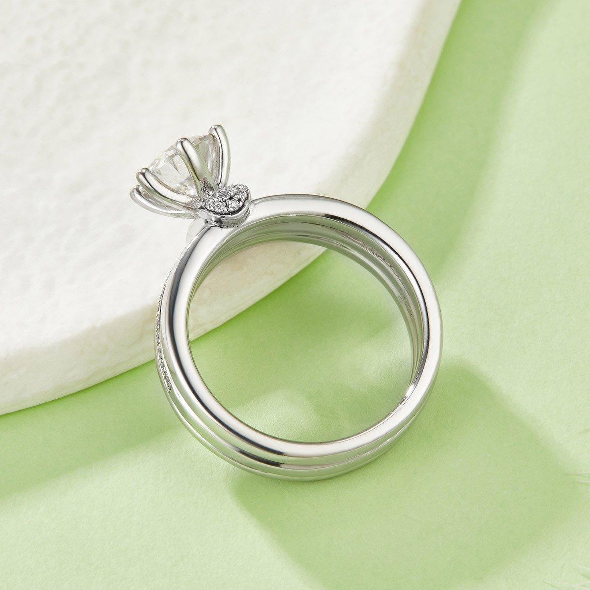 Sterling Silver 1ct Moissanite Ring Set - Image 3