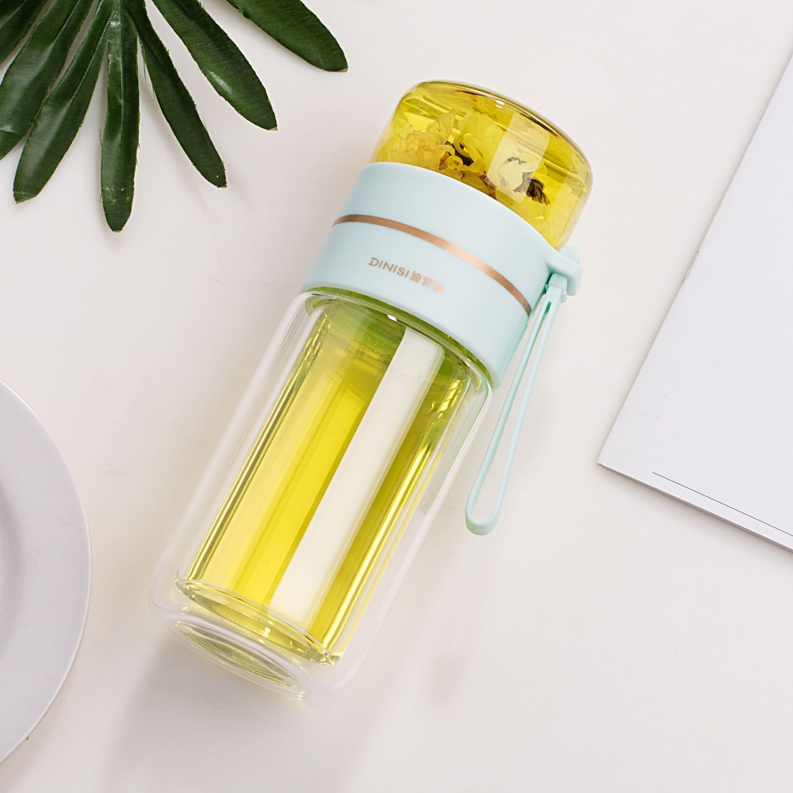 Glass Water Bottle With Tea Infuser Filter - Image 9