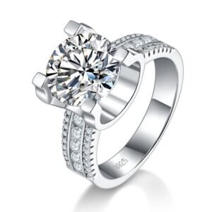Sterling Silver 5ct Moissanite Wide Band Ring