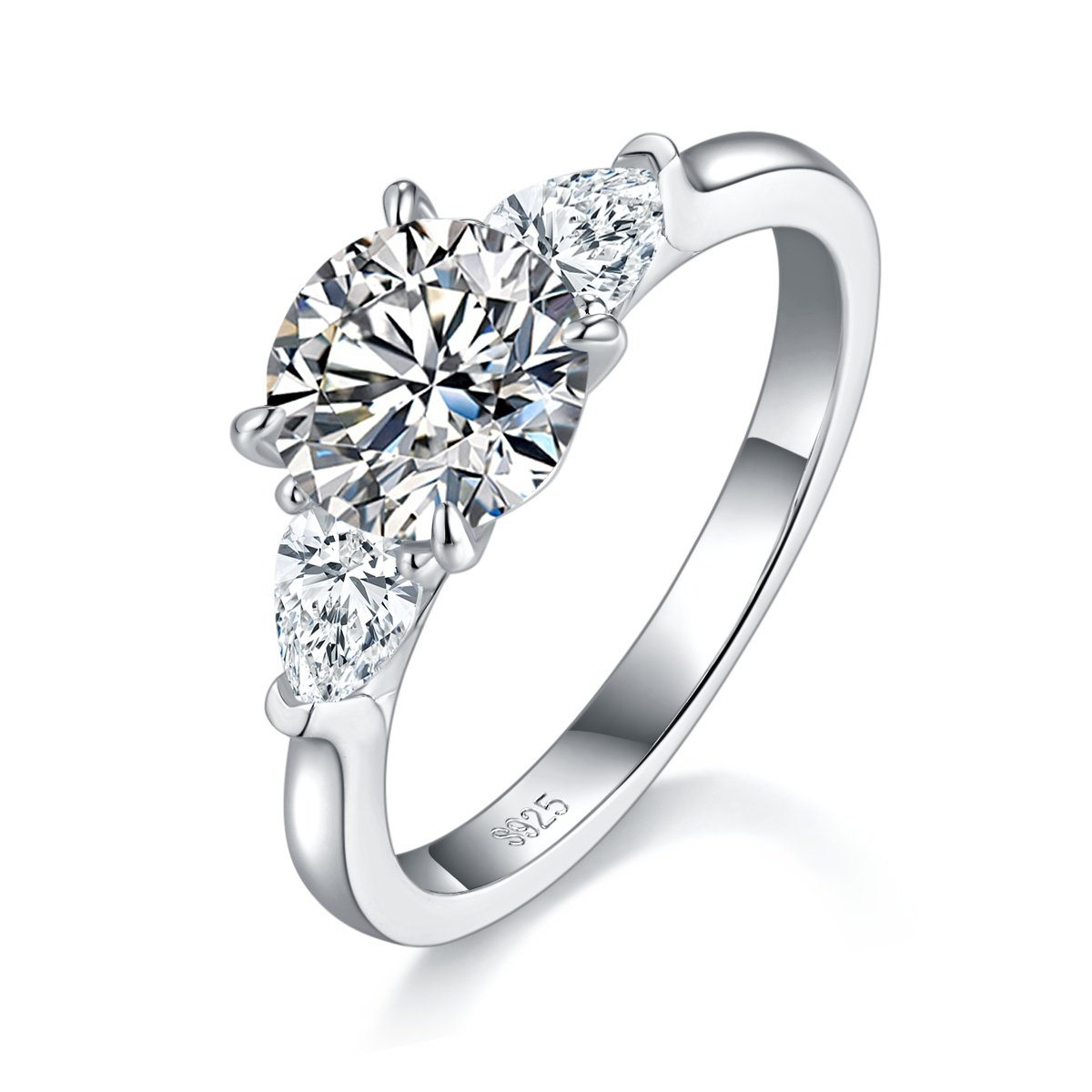 2 Carat Round Moissanite Engagement Ring