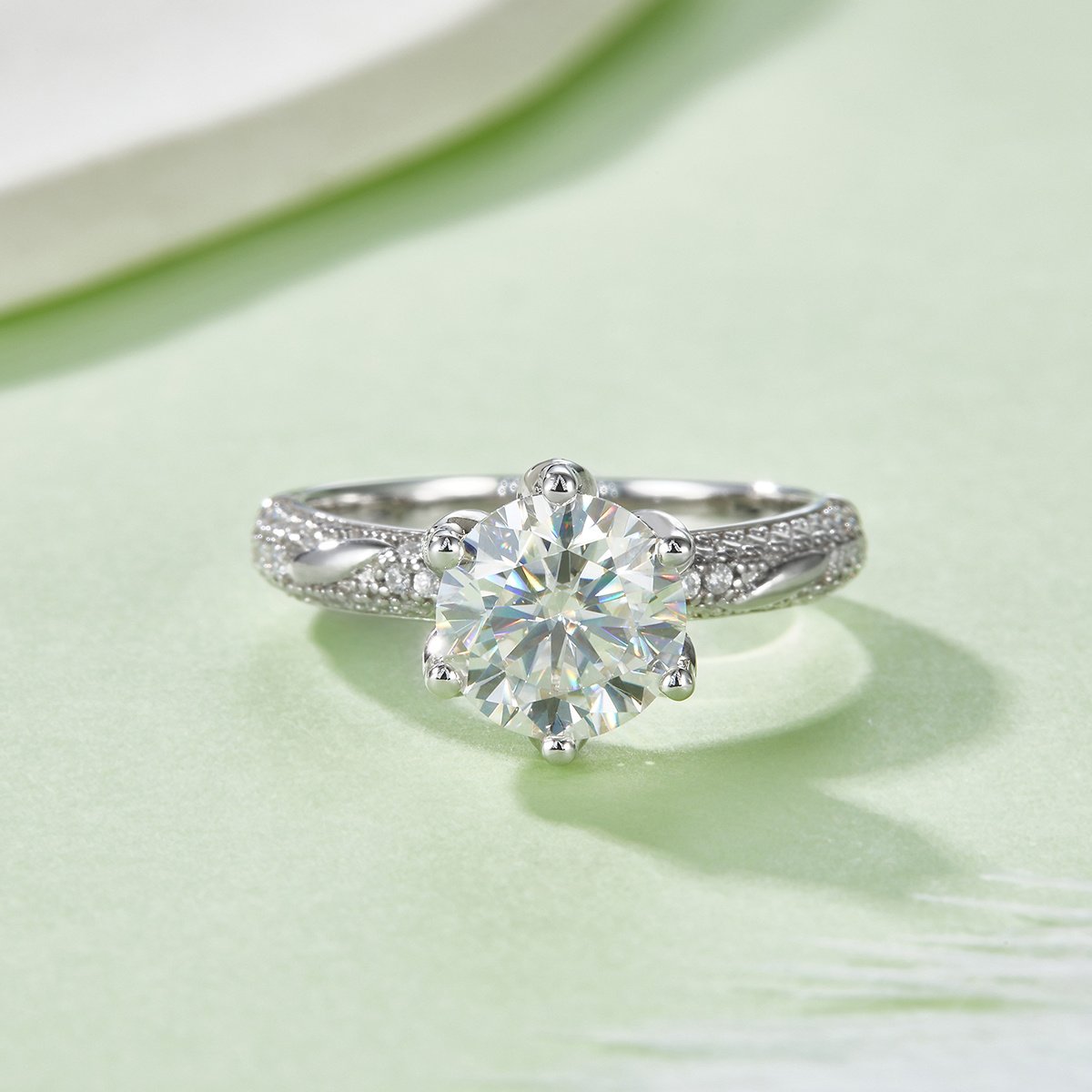 Sterling Silver 2ct Round Moissanite Ring - Image 3
