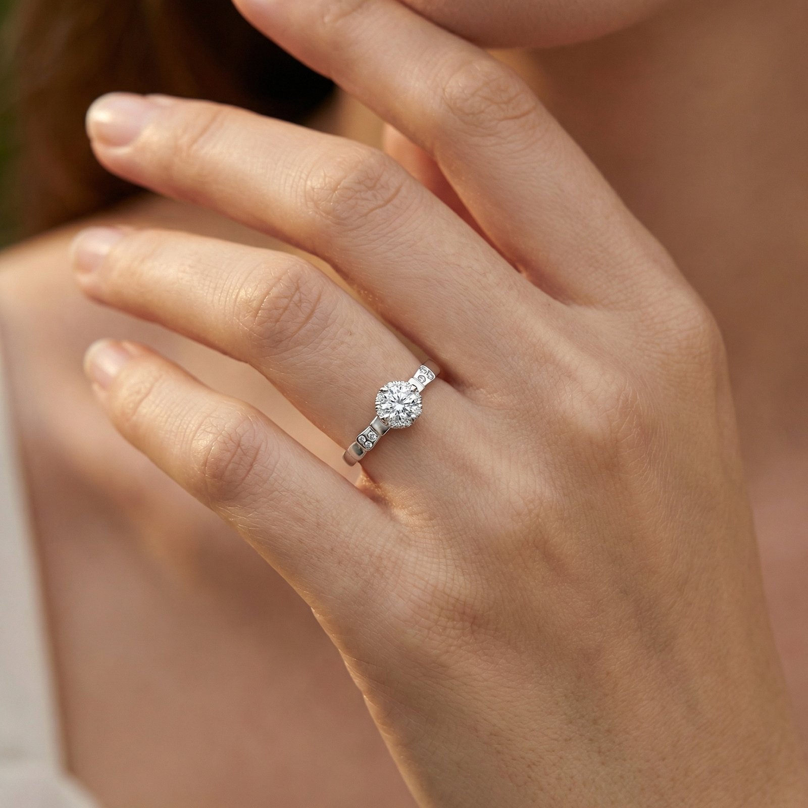 925 Sterling Silver Elegant Sparkling Adjustable Silver Halo Ring with Radiant Center Stone - Image 3