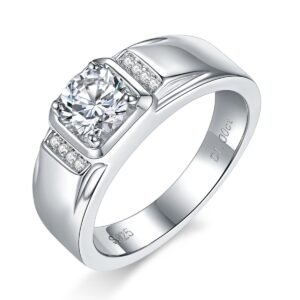 S925 Sterling Silver 1ct Moissanite Men's Ring