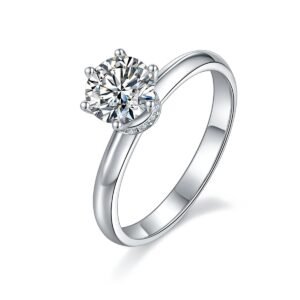 S925 Sterling Silver 1ct Moissanite Engagement Ring